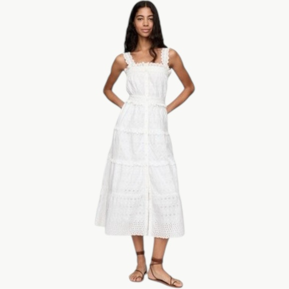 Gap x DOEN Dresses & Skirts - Gap × DÔEN Eyelet Midi Dress Size Small White Cottagecore Prairie Romantic NWT